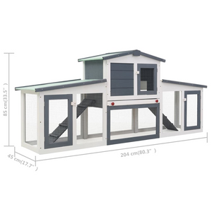 vidaXL Outdoor Large Rabbit Hutch Gray and White 80.3"x17.7"x33.5" Wood