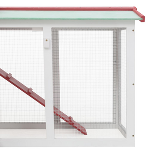 vidaXL Outdoor Large Rabbit Hutch Red and White 57.1"x17.7"x33.5" Wood