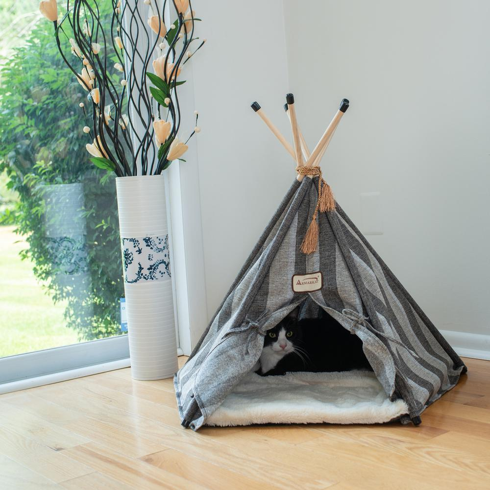 Armarkat Cat Bed Model C56HBS/SH, Teepee Style with Striped Pattern