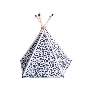 Armarkat Cat Bed Model C46, Teepee style, White w/black paw print