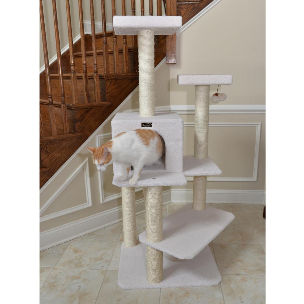 Armarkat Ivory Fleece Covered 53" High Real Wood Cat tre, B5301