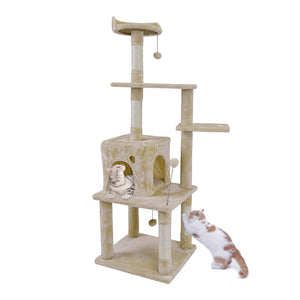 Cat Tree Furniture Tower Climb Activity Tree Scratcher Play House Kitty Tower Furniture Pet Play House