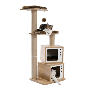 Cat Tree Furniture Tower Climb Activity Tree Scratcher Play House Kitty Tower Furniture Pet Play House