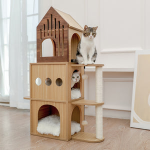 Cat Tree Furniture Tower Climb Activity Tree Scratcher Play House Kitty Tower Furniture Pet Play House