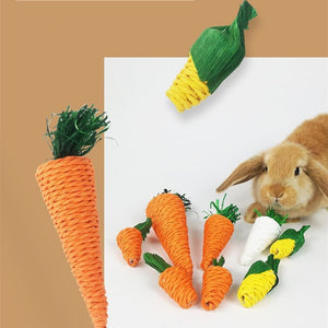 Hamster Rabbit Chew Toy Bite Grind Teeth Toys Corn Carrot Woven Balls for Tooth Cleaning Molar Small Animal Accessories Rabbit