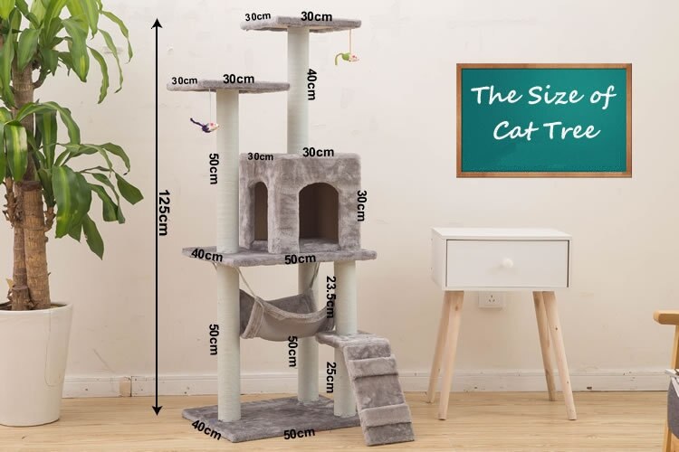 Cat Scratcher Tower Home Furniture Cat Tree Pets Hammock Sisal Cat Scratching Post Climbing Frame Toy Spacious Perch