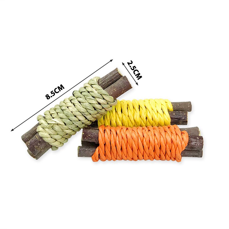 Rabbit Chew Toy Organic Natural Apple Wood Grass Rabbit Toys for Chinchilla Guinea Pigs Hamster Accessories