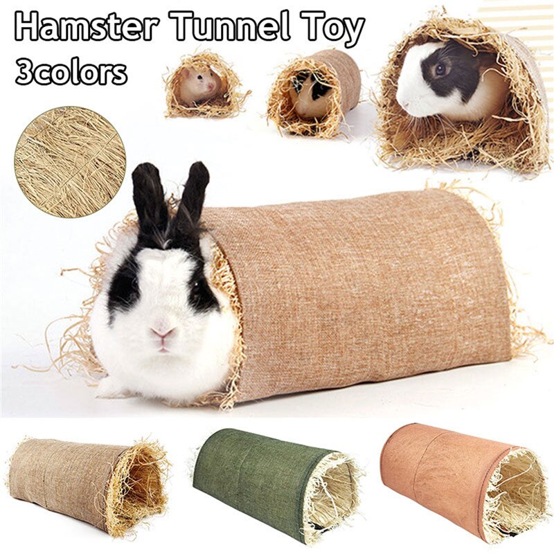 Rabbit Hideaway Toy Grass Straw Bunny Toy Tunnel Hamster Accessories for Guineapig Chinchilla Ferret Rats клетка для грызунов