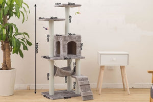 Cat Scratcher Tower Home Furniture Cat Tree Pets Hammock Sisal Cat Scratching Post Climbing Frame Toy Spacious Perch