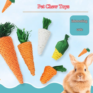 Bite Grind Teeth Toys Hamster Rabbit Chew Toy Corn Carrot Woven Balls for Tooth Cleaning Molar Small Animal Accessories Rabbit