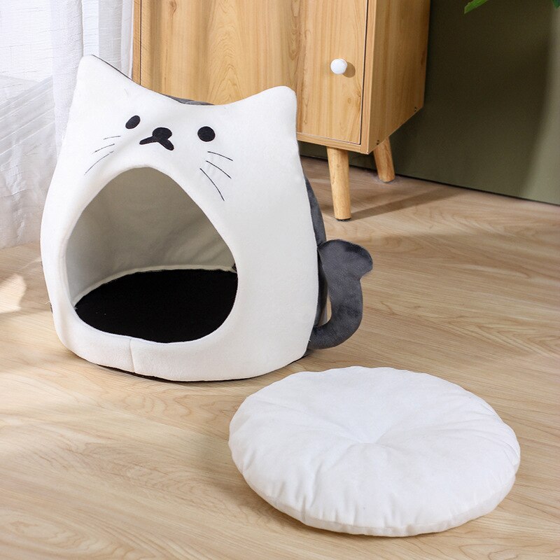 New Warm Cat Bed Cozy Kitten Basket Cat Lounger Cushion Small Dog House Very Soft Pet Mat For Washable Cats Cave Plush Tent Beds