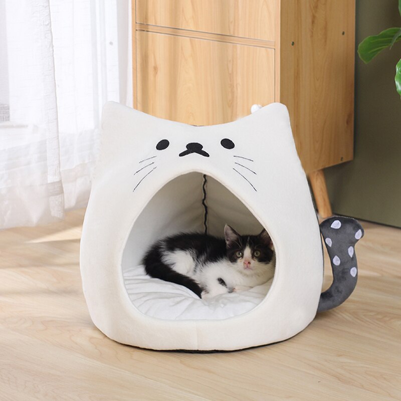 New Warm Cat Bed Cozy Kitten Basket Cat Lounger Cushion Small Dog House Very Soft Pet Mat For Washable Cats Cave Plush Tent Beds