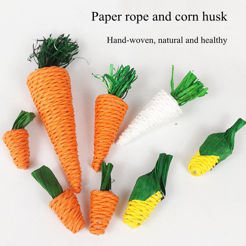 Hamster Rabbit Chew Toy Bite Grind Teeth Toys Corn Carrot Woven Balls for Tooth Cleaning Molar Small Animal Accessories Rabbit