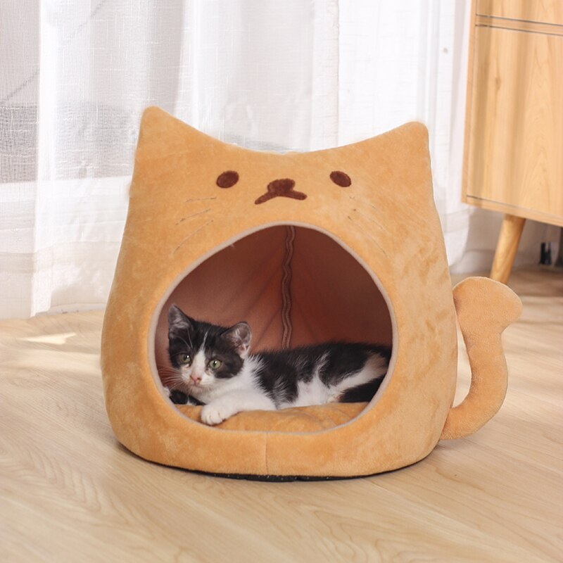 New Warm Cat Bed Cozy Kitten Basket Cat Lounger Cushion Small Dog House Very Soft Pet Mat For Washable Cats Cave Plush Tent Beds