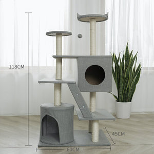 Cat Scratcher Tower Home Furniture Cat Tree Pets Hammock Sisal Cat Scratching Post Climbing Frame Toy Spacious Perch