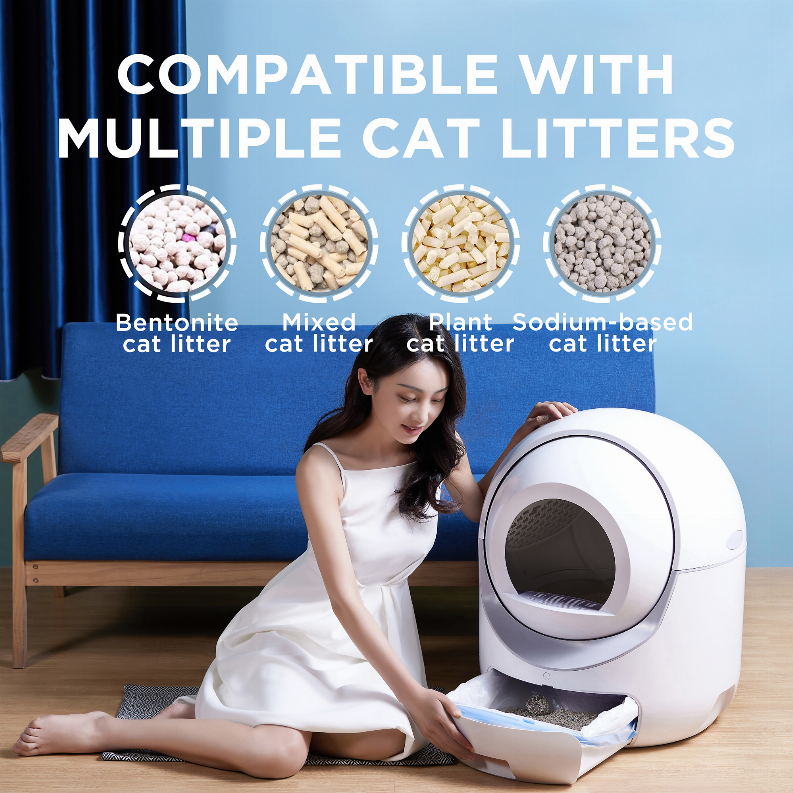 Self -Cleaning Cat Litter Box for Multiple Cats , Scooping Automatically , Suitable for all kinds of cat litter, Secure,Odor Removal , App Control, Support 5G&2.4G WiFi.