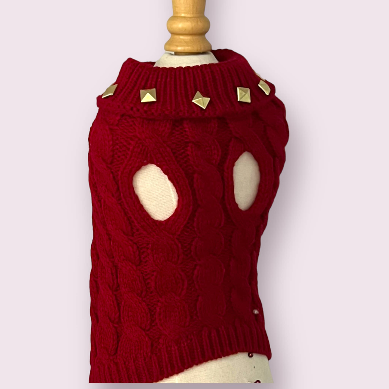 Studded Knit Turtleneck- Dog Sweater