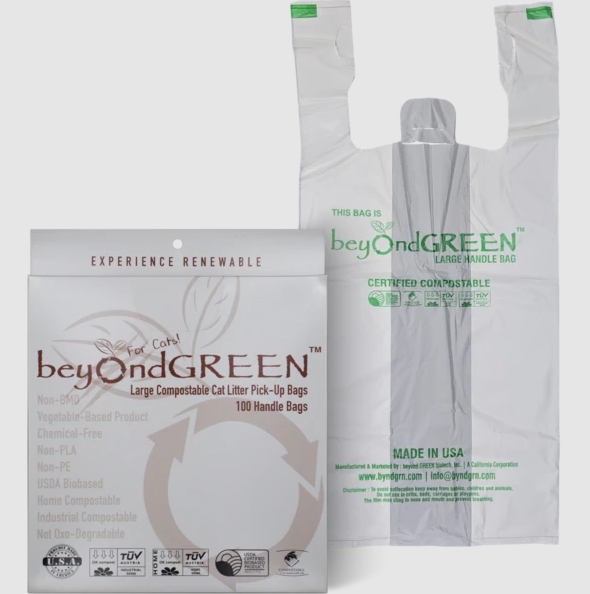 beyondGREEN Plant-Based Cat Litter Poop Waste Pick-Up Bags with Handles