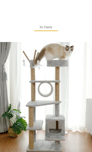 Cat Scratcher Tower Home Furniture Cat Tree Pets Hammock Sisal Cat Scratching Post Climbing Frame Toy Spacious Perch