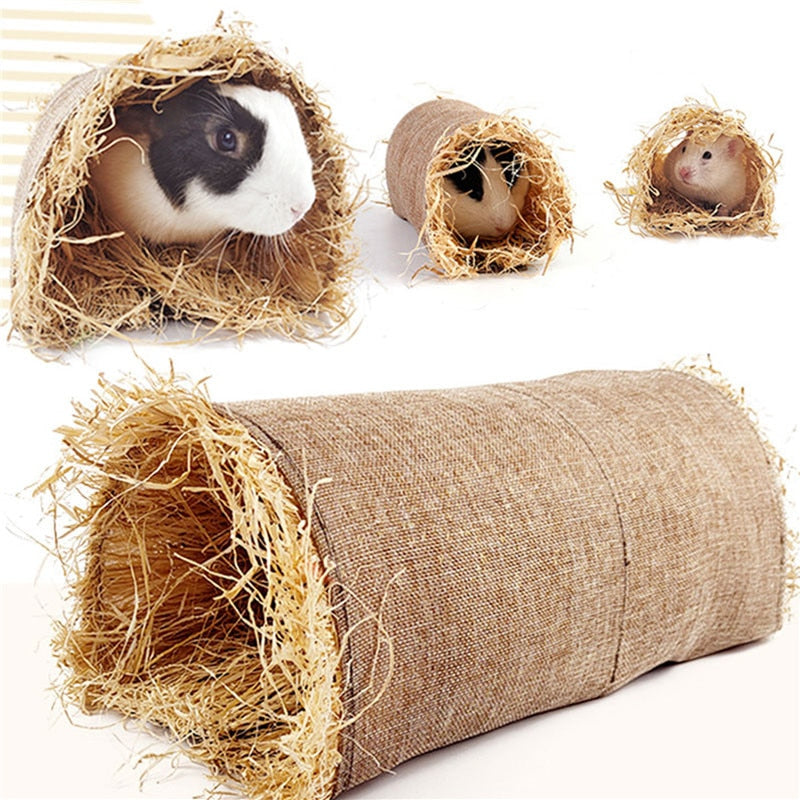 Rabbit Hideaway Toy Grass Straw Bunny Toy Tunnel Hamster Accessories for Guineapig Chinchilla Ferret Rats клетка для грызунов